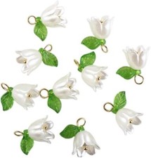 10Pcs White Bell Orchid Pendant,Flower Beads,Bell Flower Spacer Beads,for...