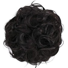 Big Hairpiece Scrunchy Updo Bridal Hairstyle curly Messy Bun Dark Brown