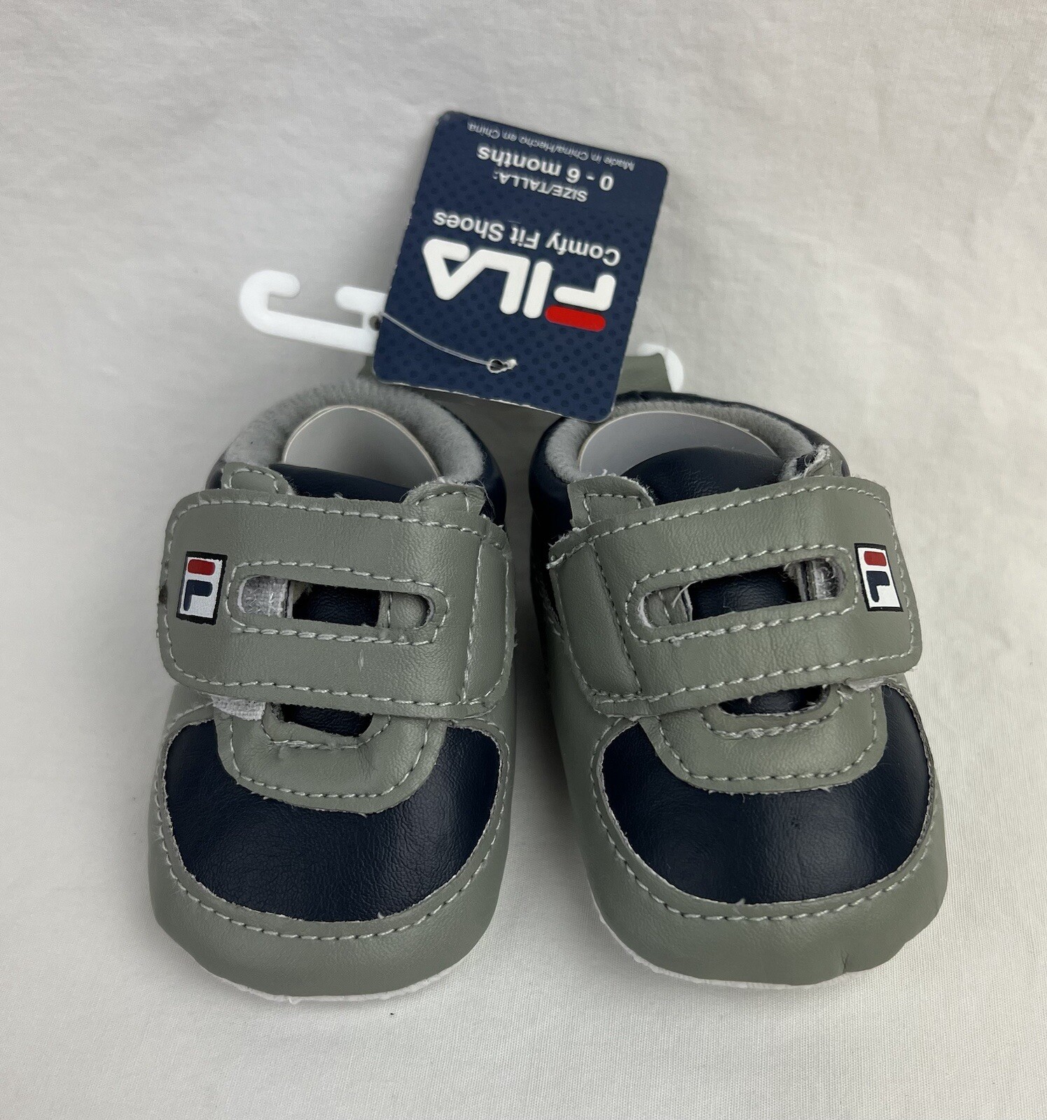 PONY SCARPE CULLA FILA PRE WALKER NUOVE CON ETICHETTE NEONATO BAMBINO BAMBINO 0 6 MESI GRIGIO BLU