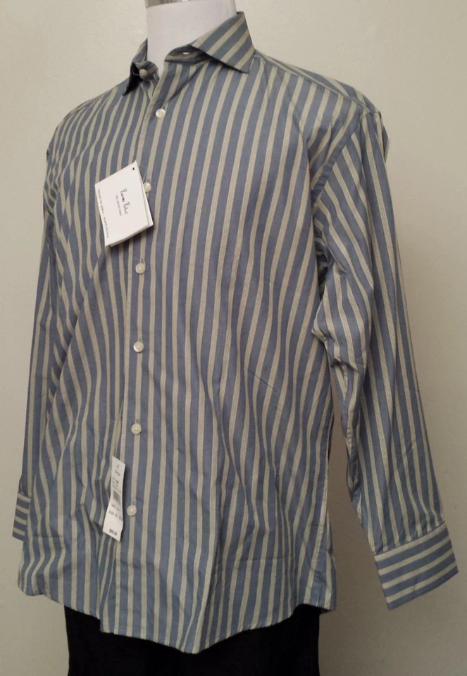 Camisa de vestir Birmania Bibas para hombre 16,5-32/33 cuello extendido rayas algodón  Foto 2 de 4