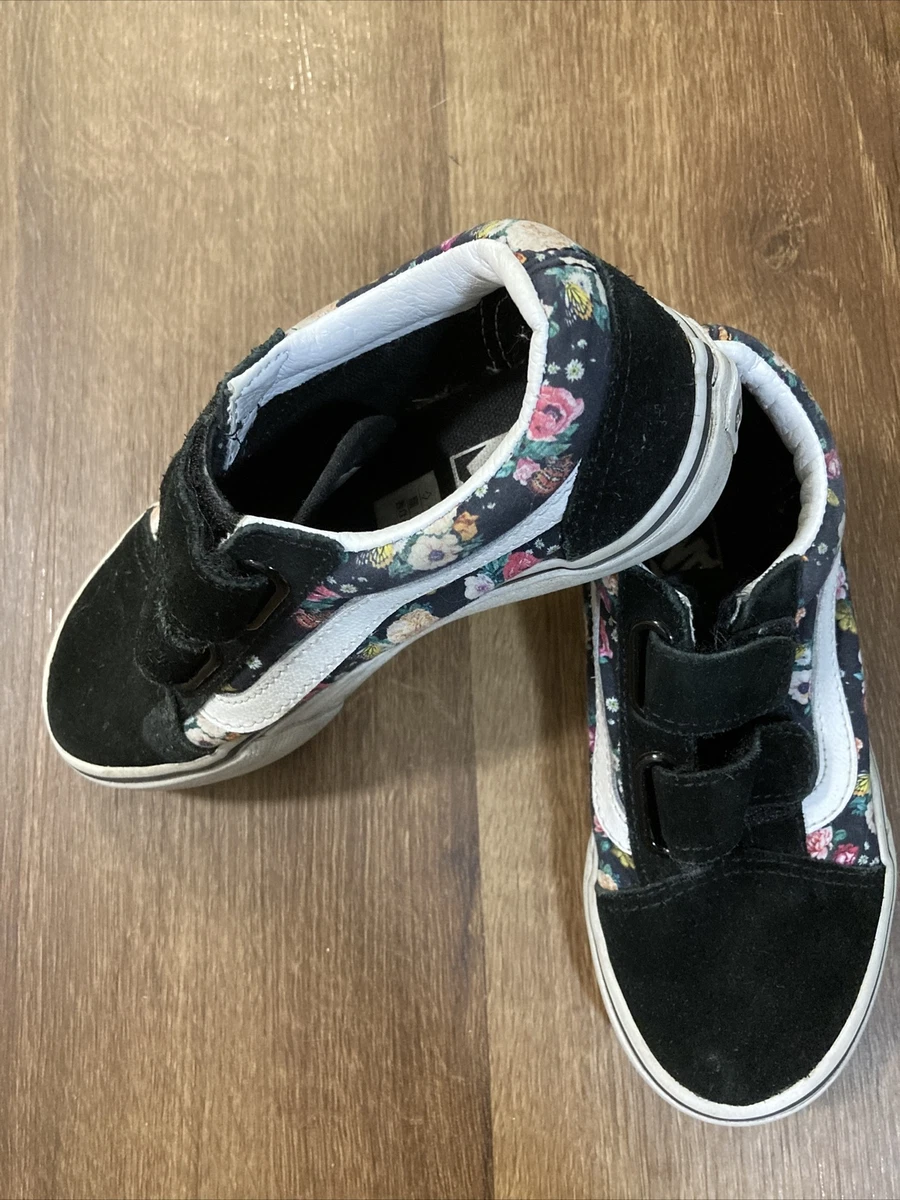 Black with Flowers VANS Off the Wall Girls Size 12