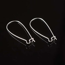 33mm x 14mm silver color kidney earwires, 100 pcs 50 pair
