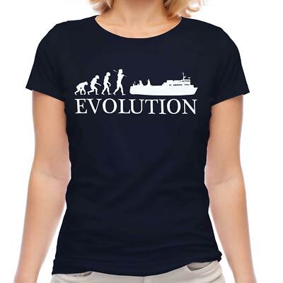FERRY EVOLUTION OF MAN LADIES T-SHIRT TEE TOP GIFT BOAT SHIP