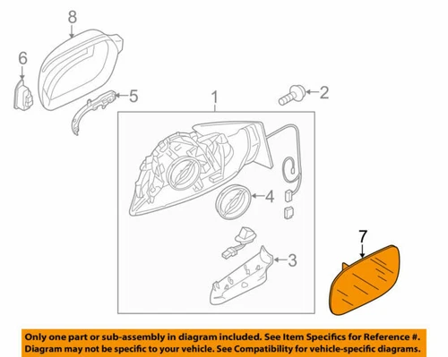 BRAND NEW 2009 AUDI A3 A4 A5 A8 RIGHT SIDE MIRROR GLASS, 8T0857536L, GENUINE OEM