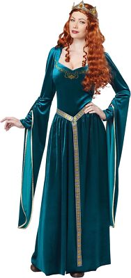 Lady Guinevere Medieval Renaissance Queen Fancy Dress Up Halloween Adult Costume