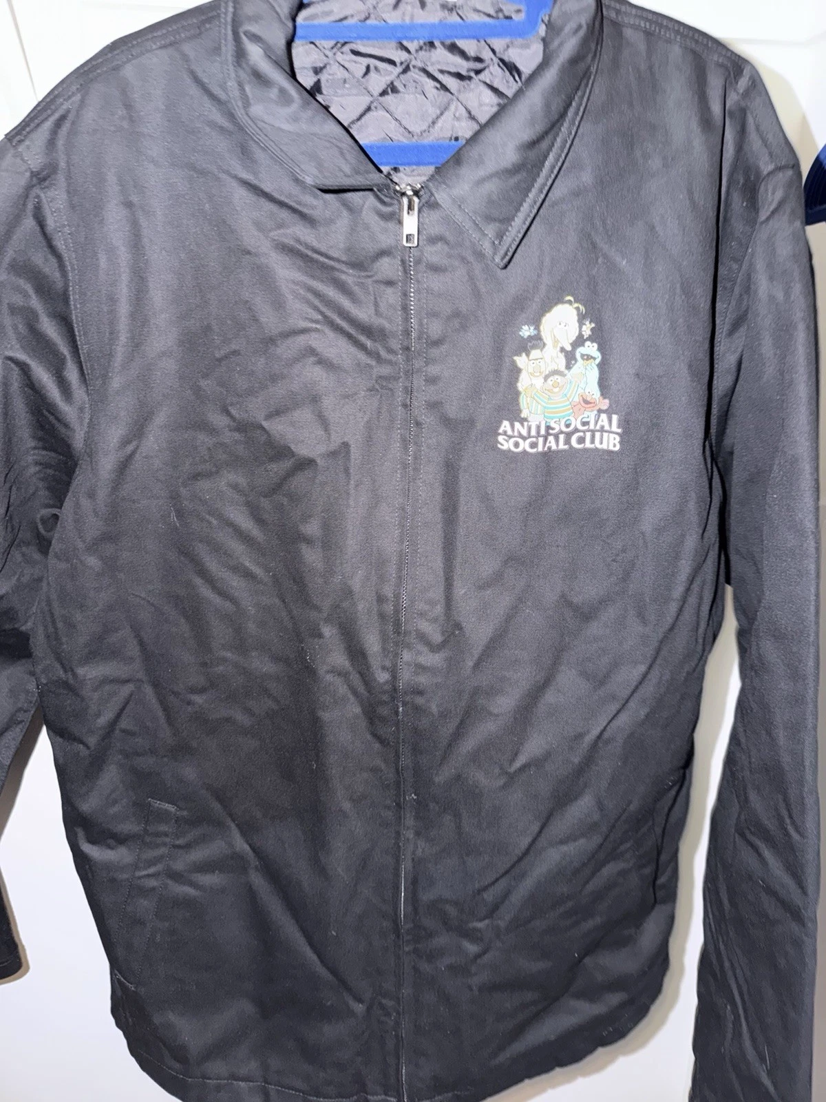 Anti Social Social Club X Sesame Street Men's 2XL Black Zip Jacket Logo Lined image 2