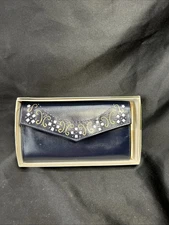 Pretty Vintage Women Princess Gardener Wallet/Checkbook Cover~Navy