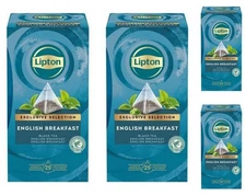 4 x Lipton  Exclusive ENGLISH BREAKFAST Tea Enveloped - 4 x 25tbs / 50g / 1.76oz
