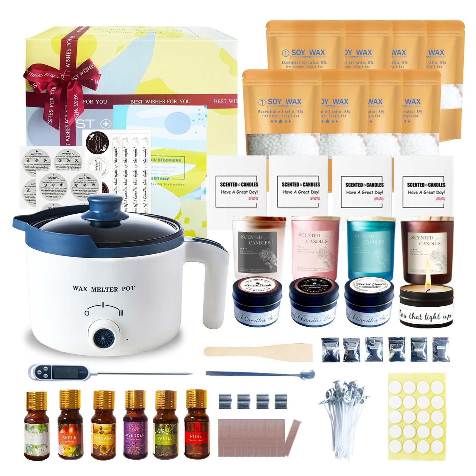 KQU Candle Making Kit for Candles, Home DIY Candle Wax Kit with Glass Jars fo...-image