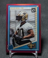Devin Neal Pink Holo Prizm Rated Rookie RC 2025 Donruss Optic Card #282 Saints. rookie card picture
