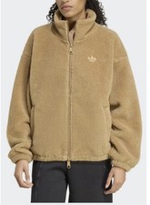 adidas Women’s Essentials Teddy Fleece Jacket  Beige Size Medium