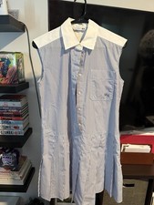 Uniqlo x JW Anderson White Blue Stripe Sleeveless Shirt Dress Size Xs
