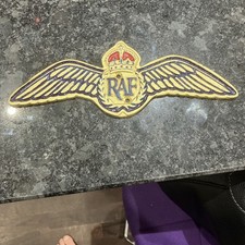 Cast Iron RAF Air Force Wings With Crown Wall Mounted Sign Plague 29cm ￼