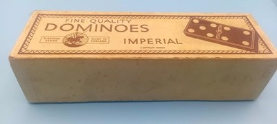 Vintage Imperial Dominosteine in Box Full Set komplett schwarz ohne Nieten gute Qualität