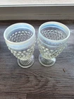 Vintage Anchor Hocking Moonstone Hobnail Opalescent Water Goblets Glasses