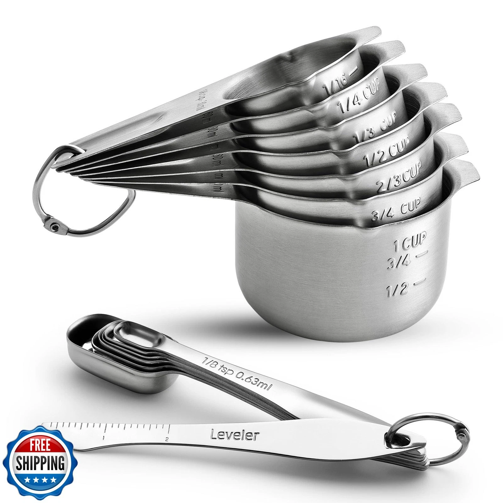 Spring Chef Stainless Steel Measuring Cups and Spoons Set of 14 w