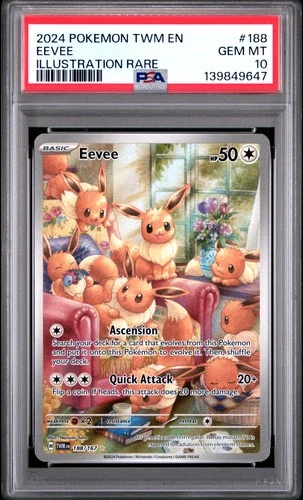 2024 POKEMON TWM EN-TWILIGHT MASQUERADE ILLUSTRATION RARE #188 EEVEE PSA 10