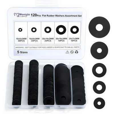 #ad 120Pcs Flat Rubber Washers Assortment Kit16 18 20 25 30mm Black WasherVibratio $8.67