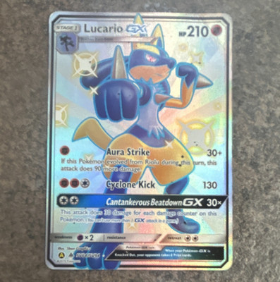Pokémon TCG Lucario GX SV64/SV94 Hidden Fates Shiny Vault Holo Ultra Rare EN