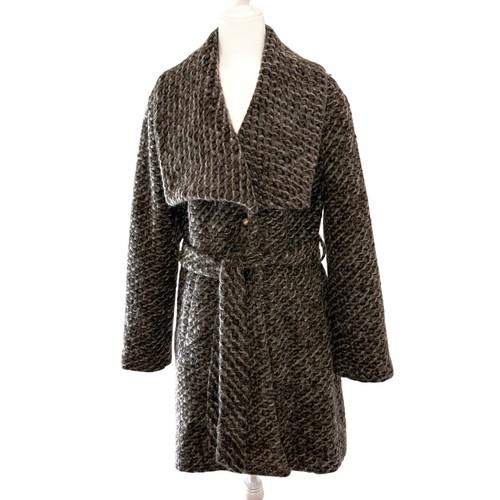 Antoni & Alison Shawl Collar Car Coat Women’s 10 | Marled Brown Mohair Textured