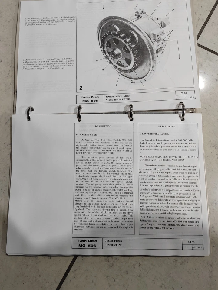 MANUALE RIPARAZIONE MOTORI IVECO FIAT MARINI INVERTITORE MARINO TWIN DISK MG 506 - Immagine 4 di 4