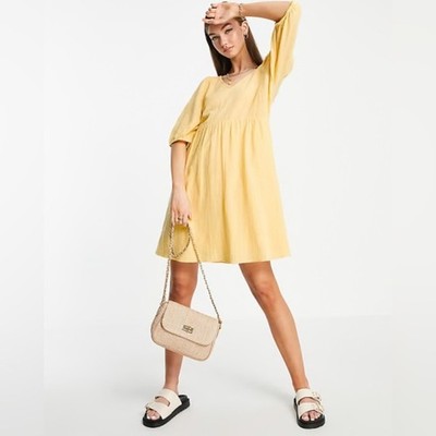 NWT Vero Moda yellow swing mini dress resort wear beach pool size Small