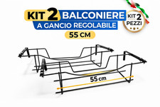 Balconiera Portavaso in ferro regolabili cm 55 nero kit 2 pezzi