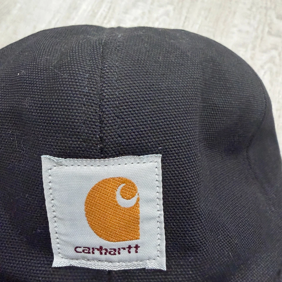 De colección Carhartt Aislado Oreja Solapa Trampero Sombrero Negro Grande Ropa de Trabajo Años 90 EE. UU.  Foto 2 de 4