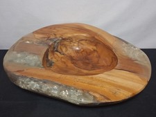 Hand-crafted Teak Burl Wood Root Decorative Bowl w/ Resin Inlay 12.5" x 11"