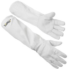 Beekeeping Gloves Goatskin Leather, Canvas Long Sleeves with Elastic Cuff, L