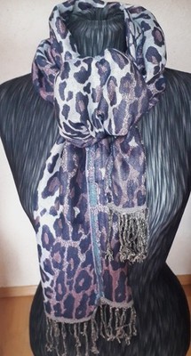 PASSIGATTI Made In  Marken Schal LeoPrint Rosa/Blau Fransen 33x200 s.Maß!Neu