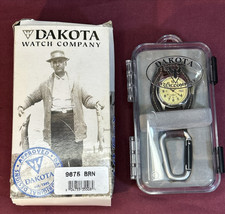 NEW Dakota Leather Carabiner Clip Stainless Quartz 36mm Field Watch 9675 BRN