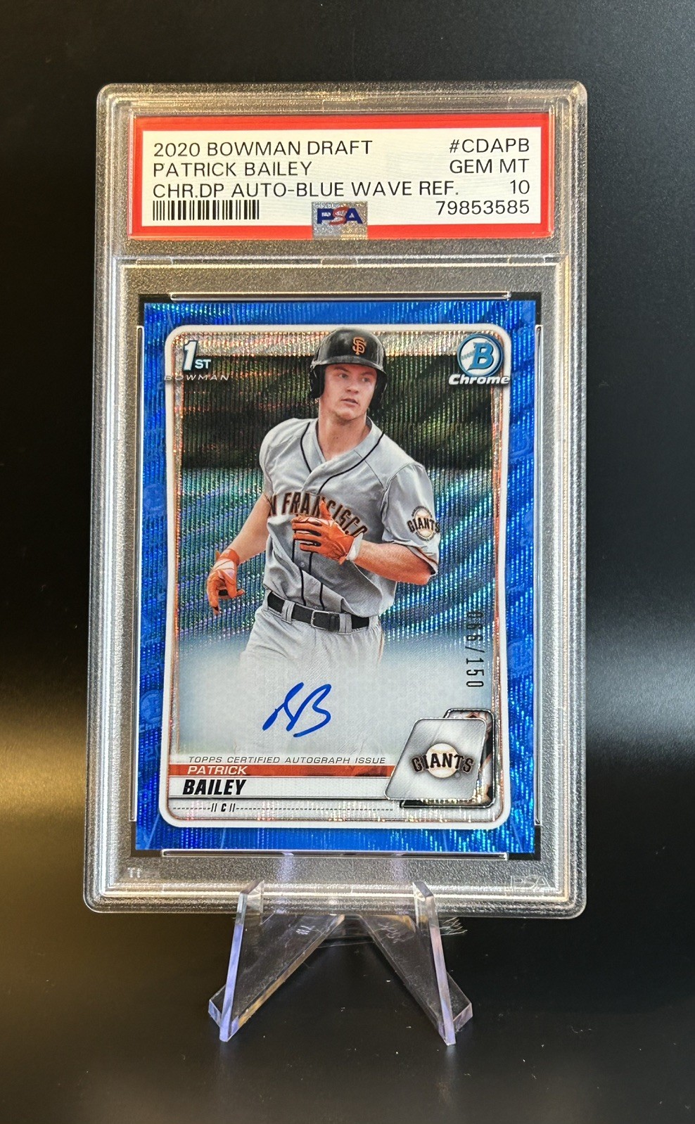 2020 Bowman Chrome Patrick Bailey Blue Wave Refractor Auto /150 CDA-PB PSA 10