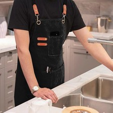 Women Men Waterproof Kitchen Bib Apron Cavans Chef BBQ Cooking Baking Restaurant