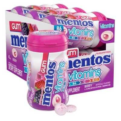 Mentos Sugar Free Gum Vitamins Berry 3.18oz 6ct Box
