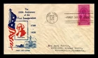 US COVER WASHINGTON INAUGURATION 150TH ANNIVERSARY FDC SCOTT 854 CREASED