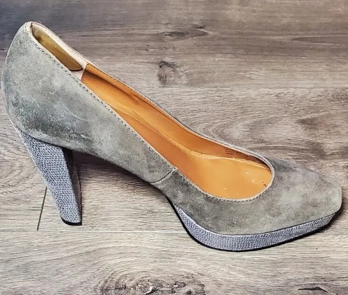 Calvin Klein Womens Malissa Shoes Pumps 8.5 M Grey Suede Leather Heel Platform - Picture 7 of 9