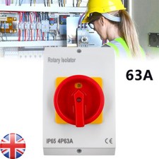 63A Rotary Isolator Switch 63amp 4 Pole AC 230V - 415V IP65 Waterproof Outdoor