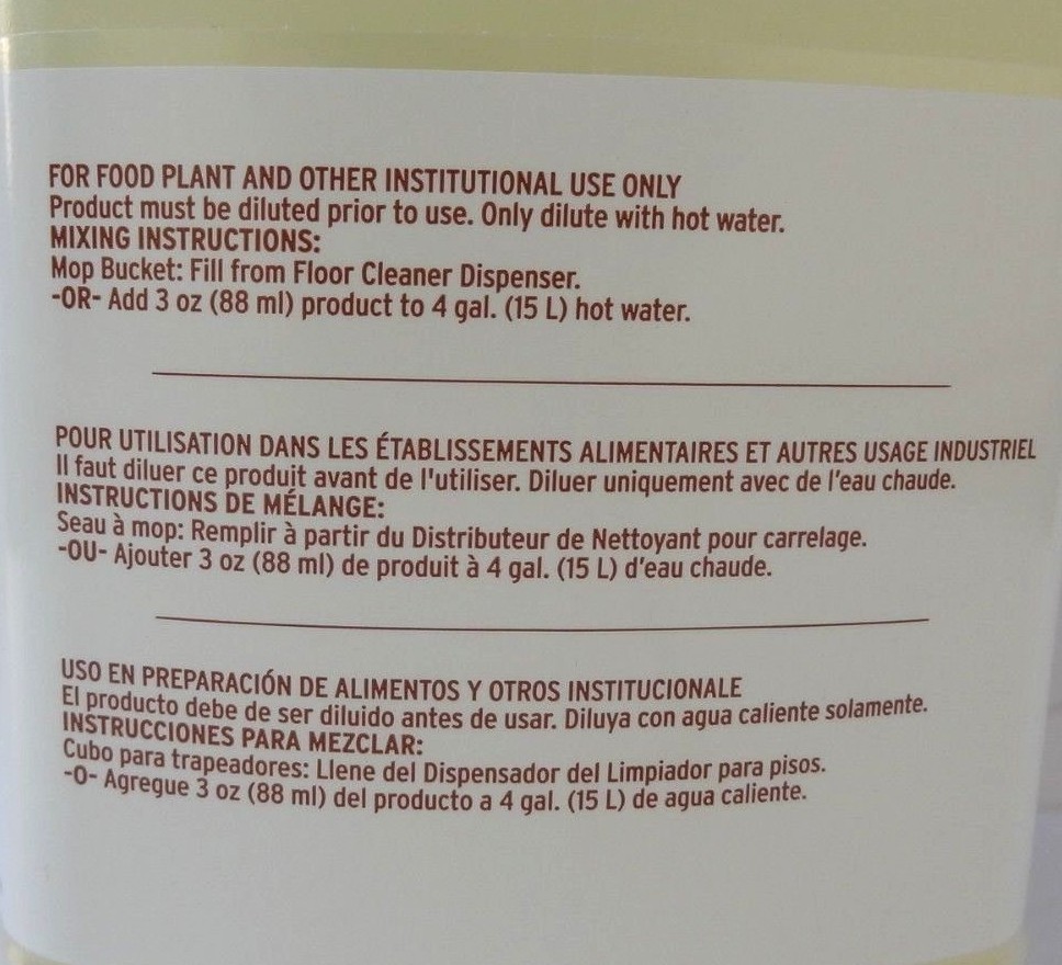 1 Gal Ecolab KAY QSR All Surface Floor Cleaner Concentrate Dilute 3 oz