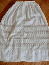 1900 Victorian White Overskirt Handkerchif Linen with Boning Lace XS , AS IS