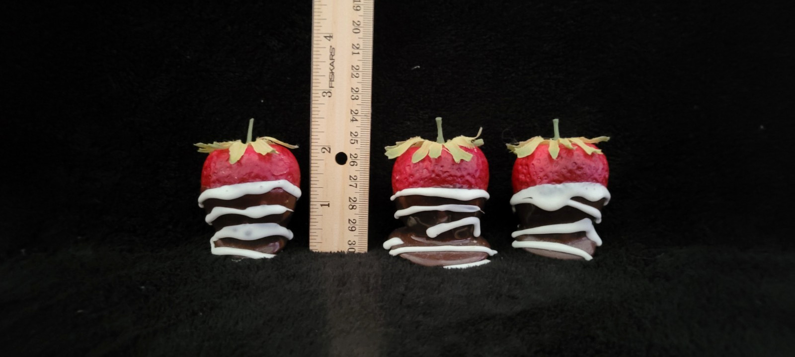 Vintage Fake Food Chocolate Icing Chocolate Slice out Cake with Strawberries 