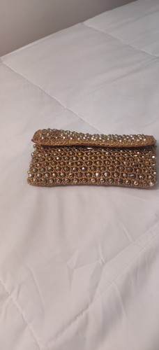 Vintage Style Evening Handbag Clutch Beaded Gold Bling Snap Closure Made N Italy - Picture 10 of 10