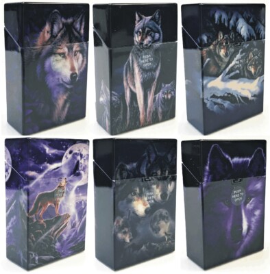 Eclipse Wolf Design Hard Plastic Crushproof Cigarette Case, 4ct, Kings  3116D17-2