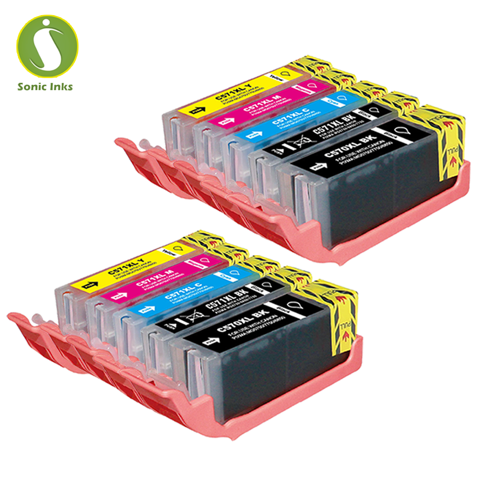 10 Cartucce Inchiostro Pgi-570xl Cli-571xl Adatte Canon Mg5700 Mg5750 - Foto 2