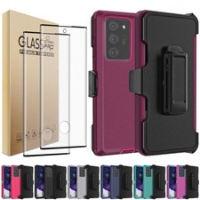For Samsung Note20 Note 20 Ultra 5G Case Hybrid Clip Cover w/ Screen Protector