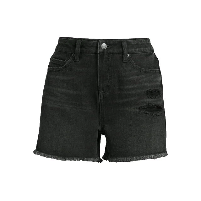 Black Solid Shorts for Women
