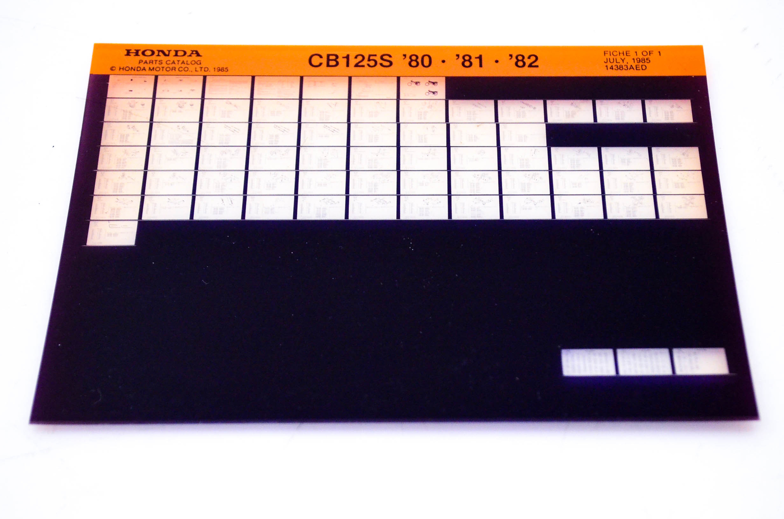 OEM Honda CB125S 1985/July '80 - '82 Parts Catalog Microfiche
