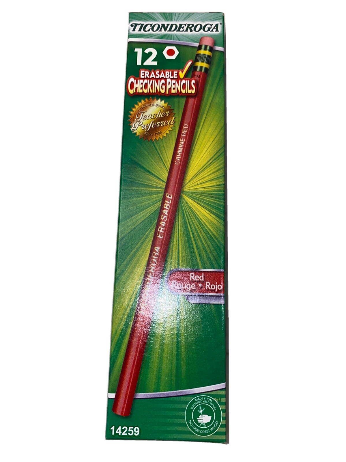 Dixon Ticonderoga 14259 Carmine Red Lead Erasable Checking Pencils 1