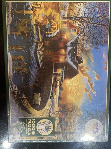 Cobble Hill - Mühle Teich Schlittschuh Party - 1000 Stück Puzzle - NEU - Fabrikversiegelt