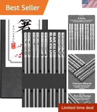 Elegant 5-Pairs Stainless Steel Chopsticks with Unique Engraved Patterns